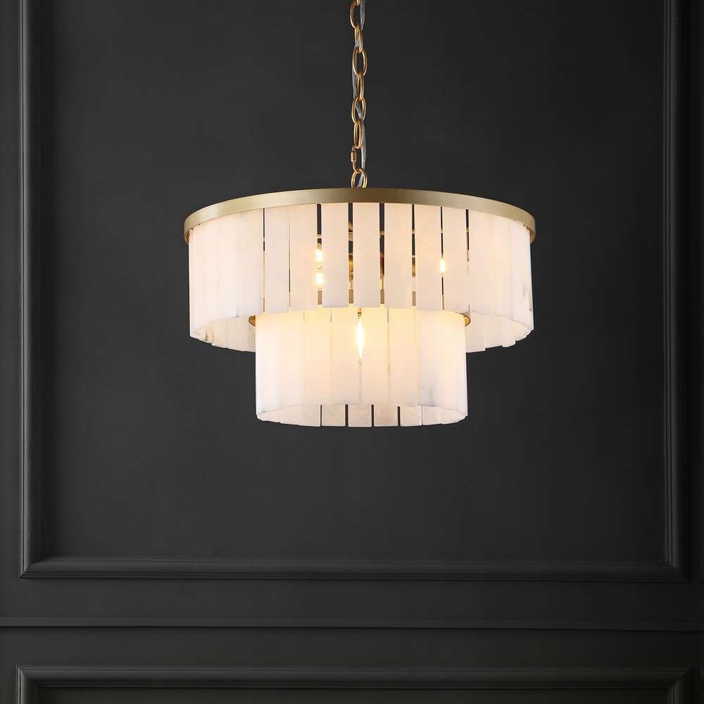 Safavieh - Couture - Kiandra Marble 2 Tier Chandelier - Gold - White - CTL1020A veiw 2