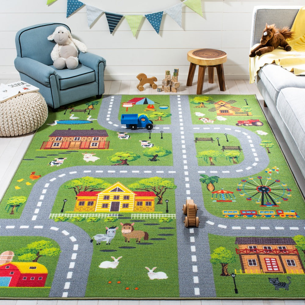 Safavieh - Kids Playhouse 235Y Dark Green / Light Grey - 9" X 12" - KPH235Y-9 view 2