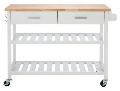Safavieh - Kiko 2Drw 2Shelf Kitchen Cart - White - Natural - KCH8704A veiw 1