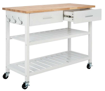 Safavieh - Kiko 2Drw 2Shelf Kitchen Cart - White - Natural - KCH8704A veiw 3