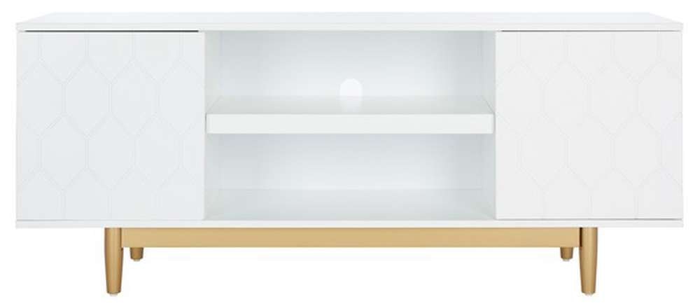 Safavieh - Kit 2 Shelf Pattern Mediastand - White - Gold - MED5013A veiw 1