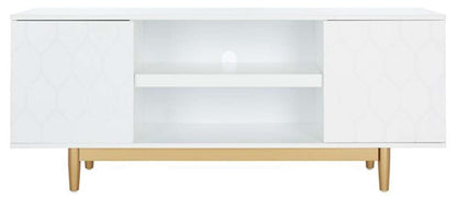 Safavieh - Kit 2 Shelf Pattern Mediastand - White - Gold - MED5013A veiw 1