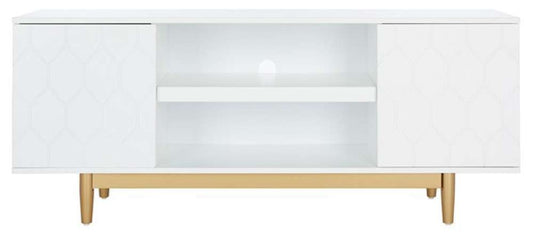 Safavieh - Kit 2 Shelf Pattern Mediastand - White - Gold - MED5013A veiw 1