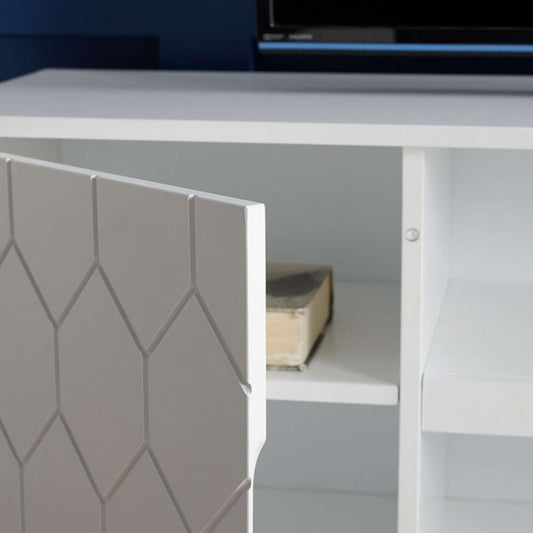 Safavieh - Kit 2 Shelf Pattern Mediastand - White - Gold - MED5013A veiw 2