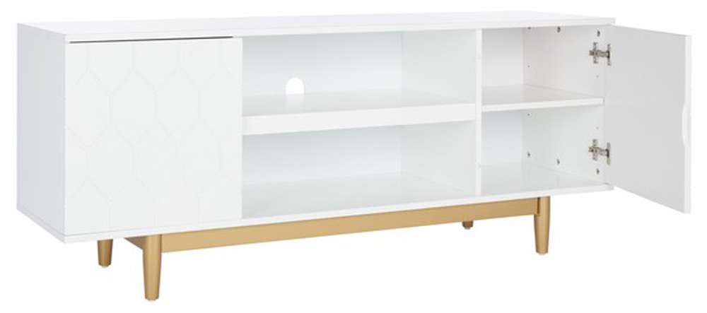 Safavieh - Kit 2 Shelf Pattern Mediastand - White - Gold - MED5013A veiw 4
