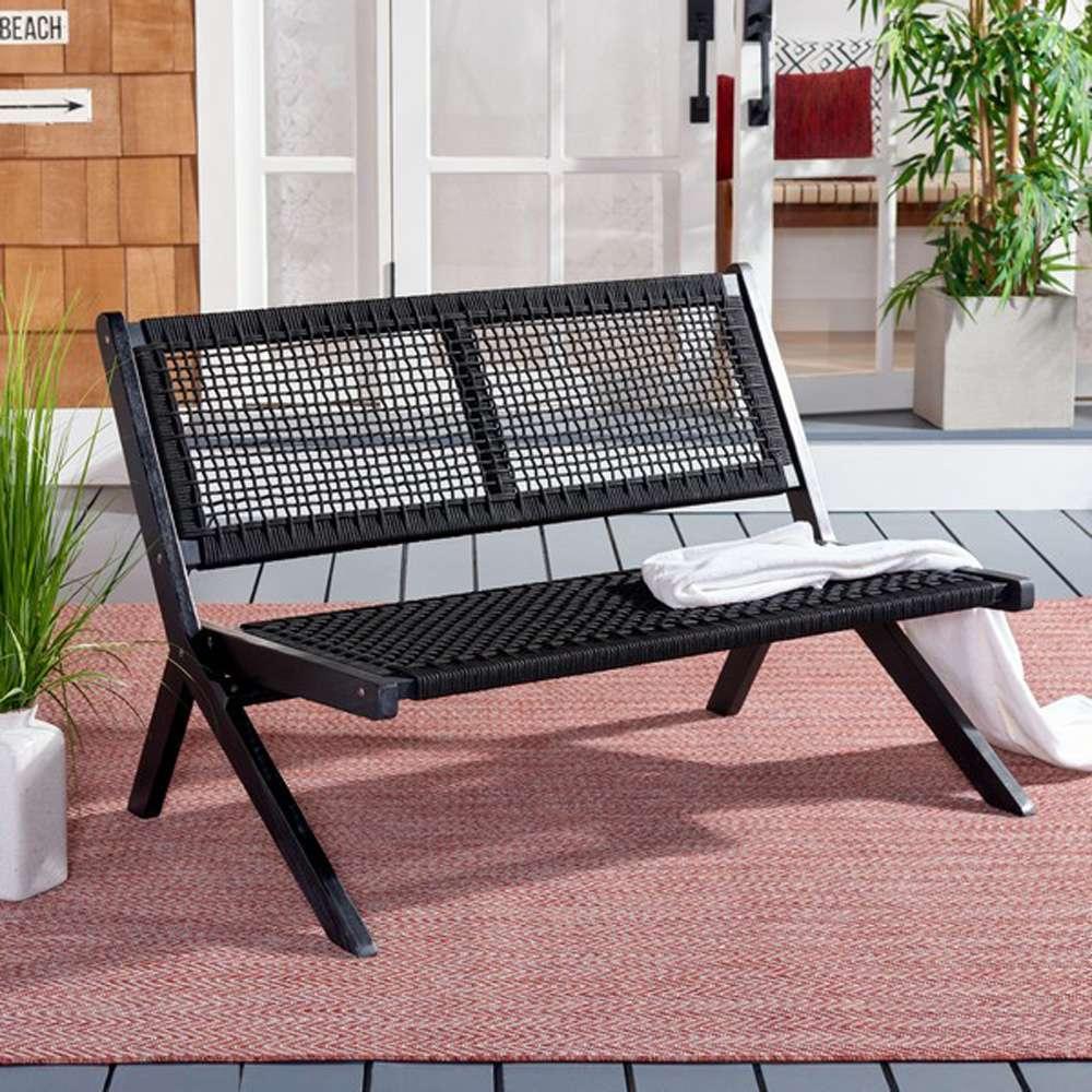 Safavieh - Kobina Outdoor Bench - Black - Black - PAT7304C veiw 3