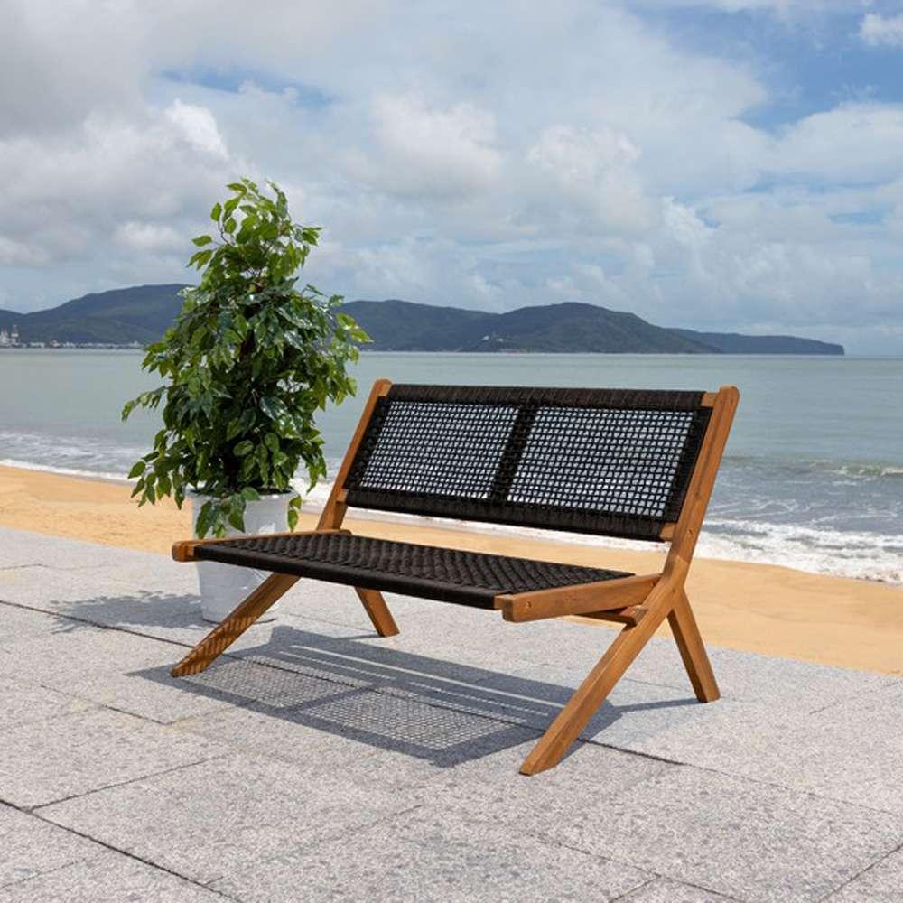 Safavieh - Kobina Outdoor Bench - Natural - Black - PAT7304E veiw 2