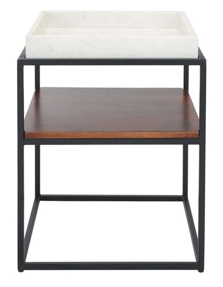 Safavieh - Kya 2 Tier Accent Table - White - Walnut - ACC3709A veiw 1
