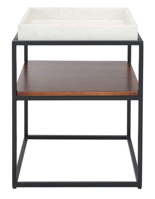 Safavieh - Kya 2 Tier Accent Table - White - Walnut - ACC3709A veiw 1
