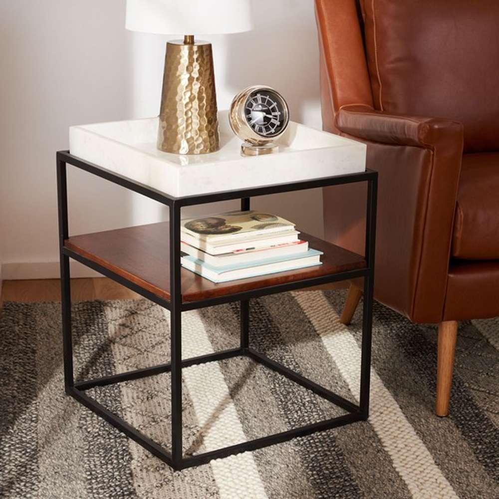 Safavieh - Kya 2 Tier Accent Table - White - Walnut - ACC3709A veiw 2