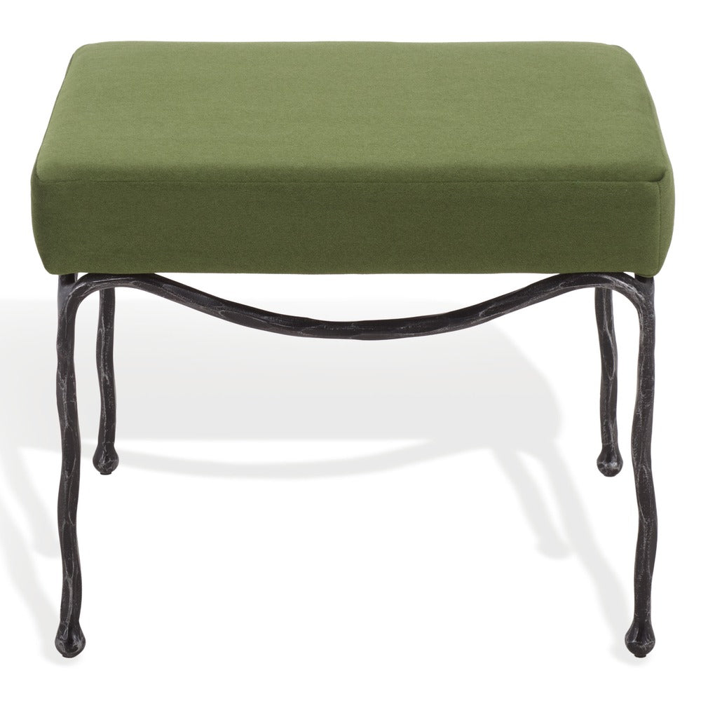 Safavieh - Lacarla Velvet And Metal Legs Ottoman / Olive Green / Black - SFV7920B view 1