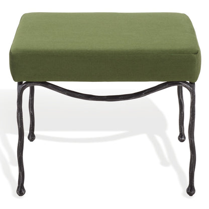Safavieh - Lacarla Velvet And Metal Legs Ottoman / Olive Green / Black - SFV7920B view 1
