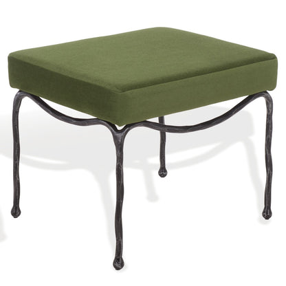 Safavieh - Lacarla Velvet And Metal Legs Ottoman / Olive Green / Black - SFV7920B view 3