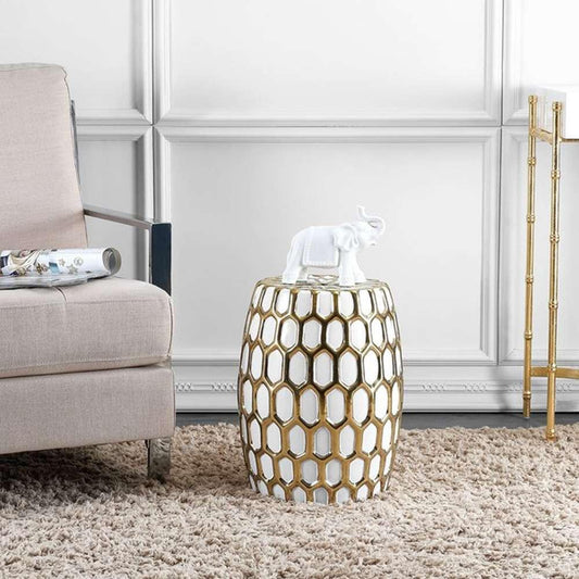 Safavieh - Laili Garden Stool - Gold - White - ACS4587A veiw 1