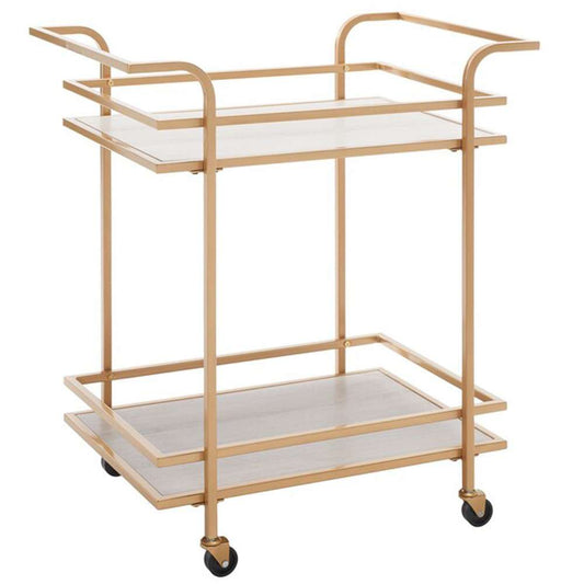 Safavieh - Lameris 2 Tier Bar Cart W Hndl - Matte Gold - Grey - BCT8011B veiw 2