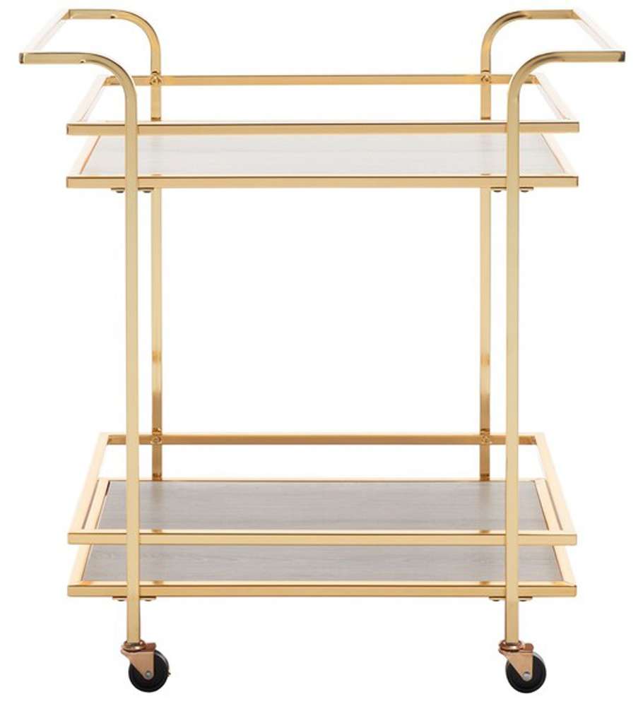 Safavieh - Lameris 2 Tier Bar Cart W Hndl - Polished Gold - Grey - BCT8011D veiw 1