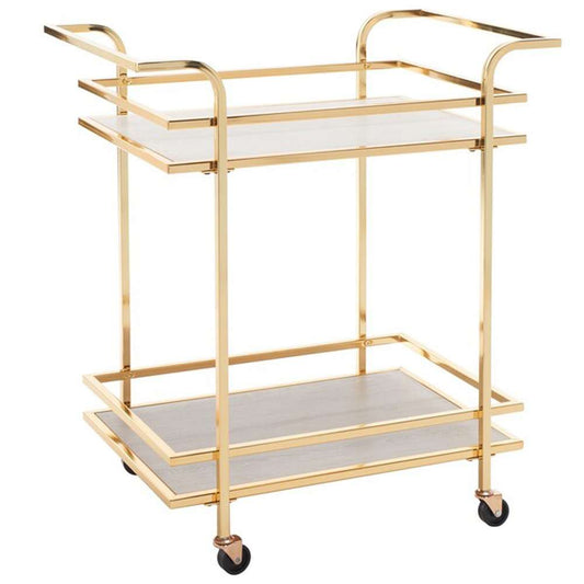 Safavieh - Lameris 2 Tier Bar Cart W Hndl - Polished Gold - Grey - BCT8011D veiw 2