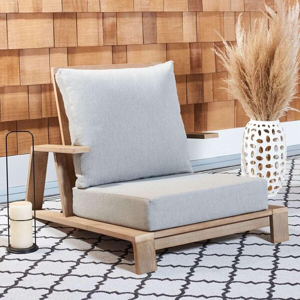 Safavieh - Couture - Lanai Wood Patio Chair - Brown - Light Grey - CPT1038A veiw 3