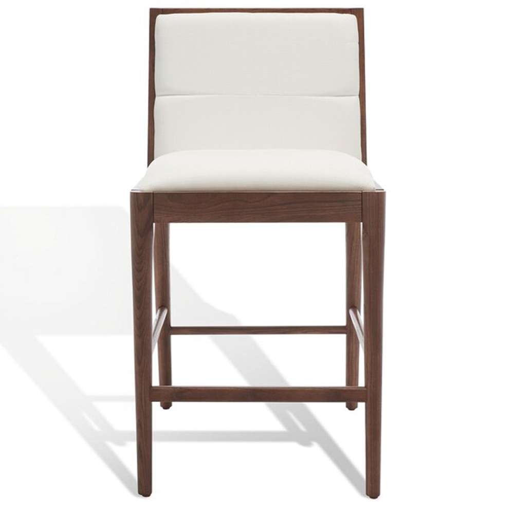 Safavieh - Couture - Laycee Linen Counter Stool - Walnut - White  (Set of 2) - SFV4147C-SET2 veiw 2