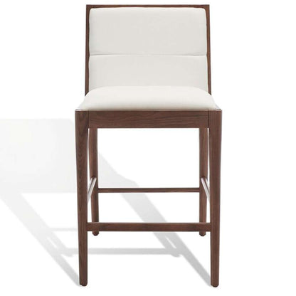 Safavieh - Couture - Laycee Linen Counter Stool - Walnut - White  (Set of 2) - SFV4147C-SET2 veiw 2