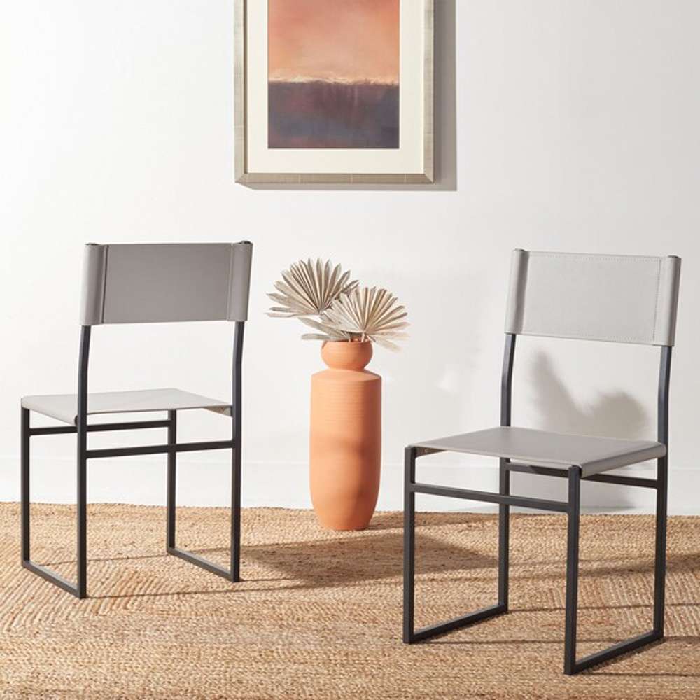 Safavieh - Layne Dining Chair - Light Grey - Black  (Set of 2) - DCH3003A-SET2 veiw 2