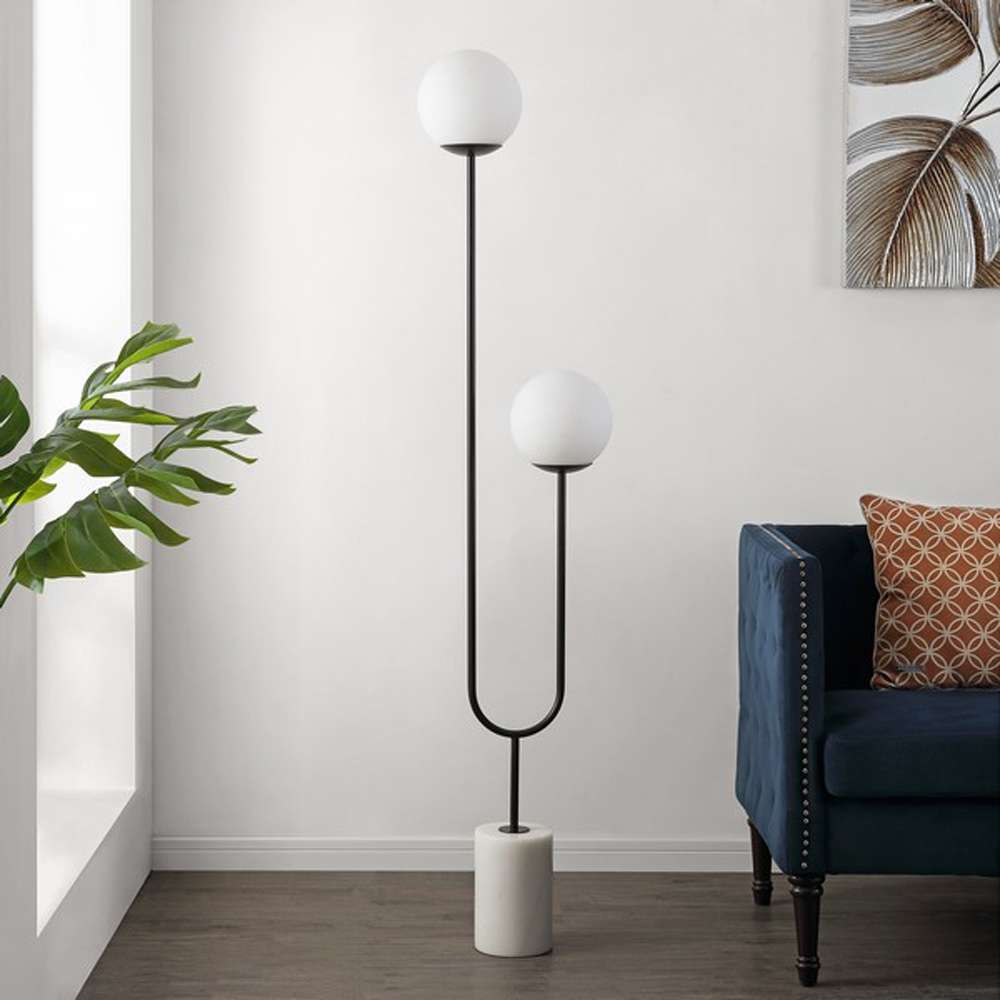 Safavieh - Leif 2Lt 68in Floor Lamp - Black - White - FLL4092A veiw 1