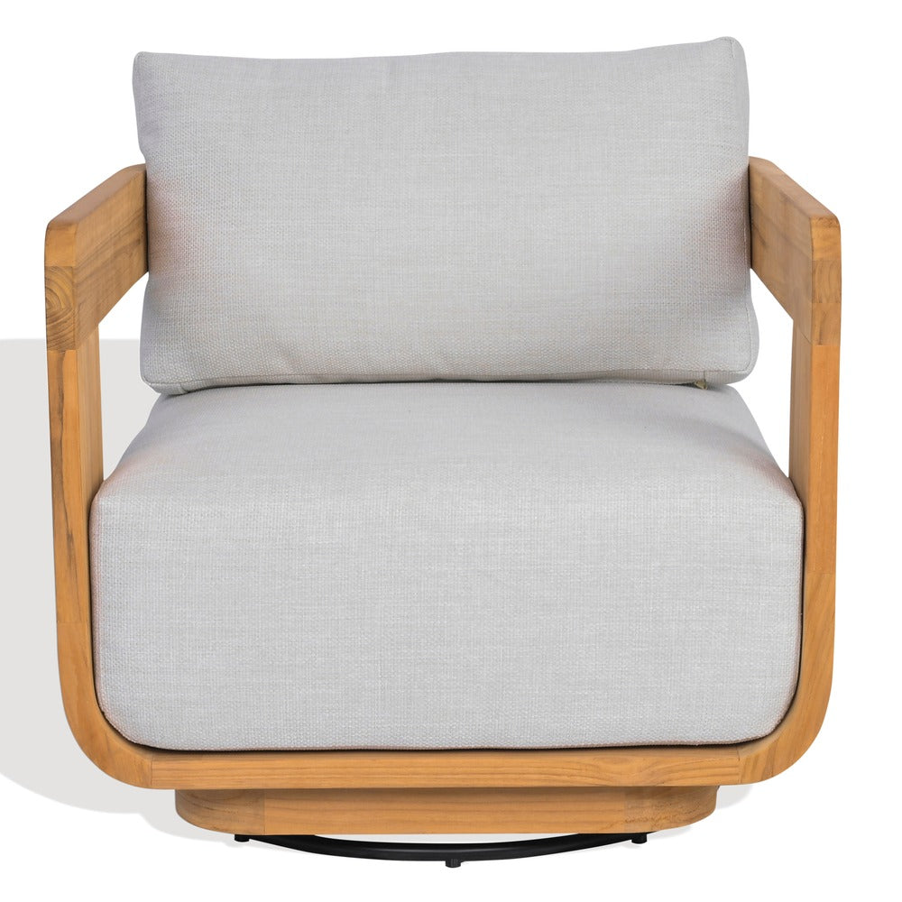 Safavieh - Leilani Brazilian Teak Swivel Patio Chair / Natural Teak / White - CPT1080A view 1