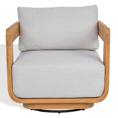 Safavieh - Leilani Brazilian Teak Swivel Patio Chair / Natural Teak / White - CPT1080A view 1