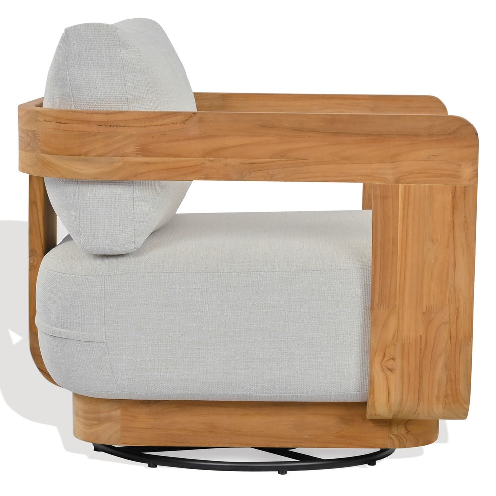 Safavieh - Leilani Brazilian Teak Swivel Patio Chair / Natural Teak / White - CPT1080A view 2