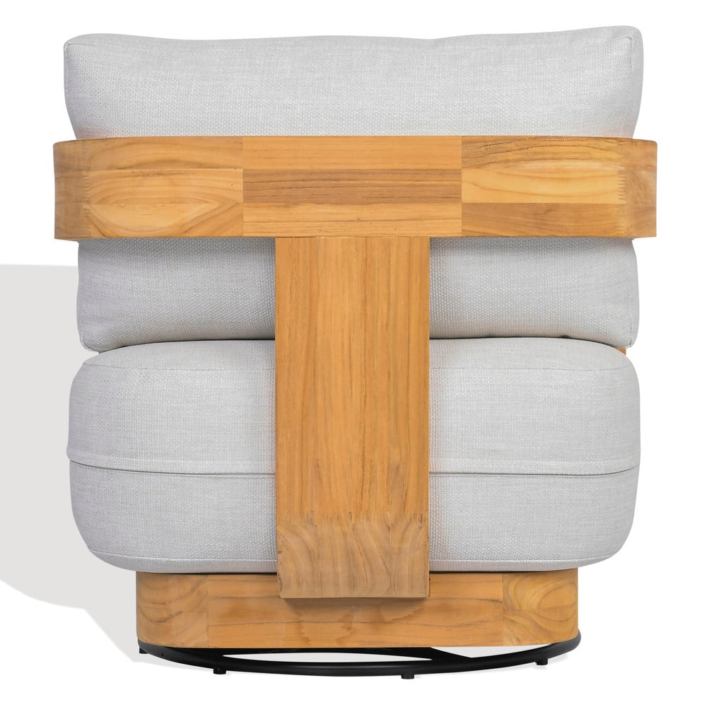 Safavieh - Leilani Brazilian Teak Swivel Patio Chair / Natural Teak / White - CPT1080A view 3