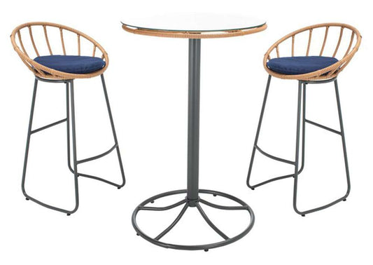 Safavieh - Lersa 3Pc Lounger Set - Natural - Navy - PAT9015B veiw 1