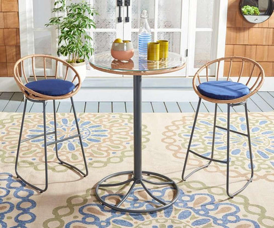 Safavieh - Lersa 3Pc Lounger Set - Natural - Navy - PAT9015B veiw 2