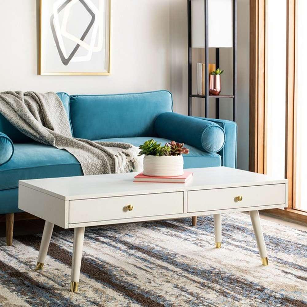 Safavieh - Levinson Gold Cap Coffee Table - White - Gold - FOX6304B veiw 3