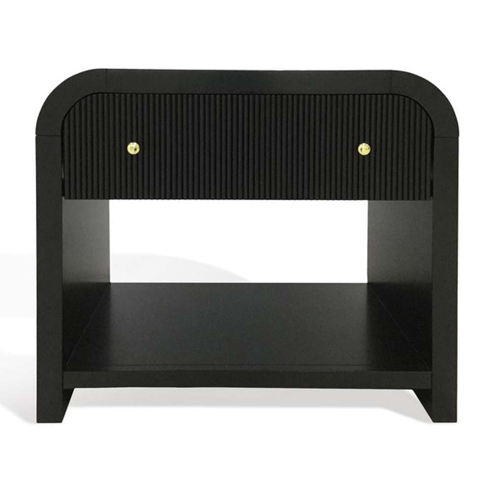 Safavieh - Couture - Liabella 1 Drw Curved Nightstand - Black - Gold - SFV2145B veiw 2