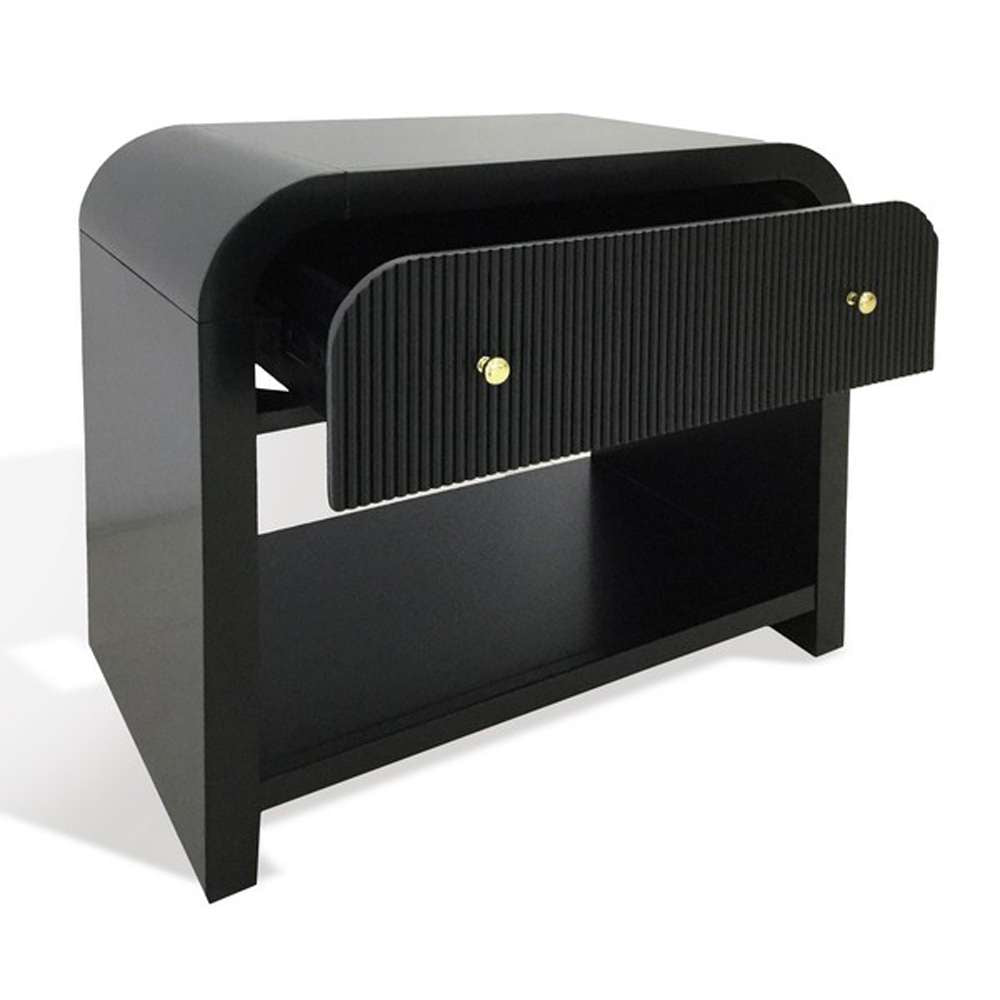 Safavieh - Couture - Liabella 1 Drw Curved Nightstand - Black - Gold - SFV2145B veiw 4