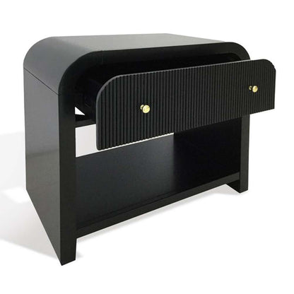 Safavieh - Couture - Liabella 1 Drw Curved Nightstand - Black - Gold - SFV2145B veiw 4
