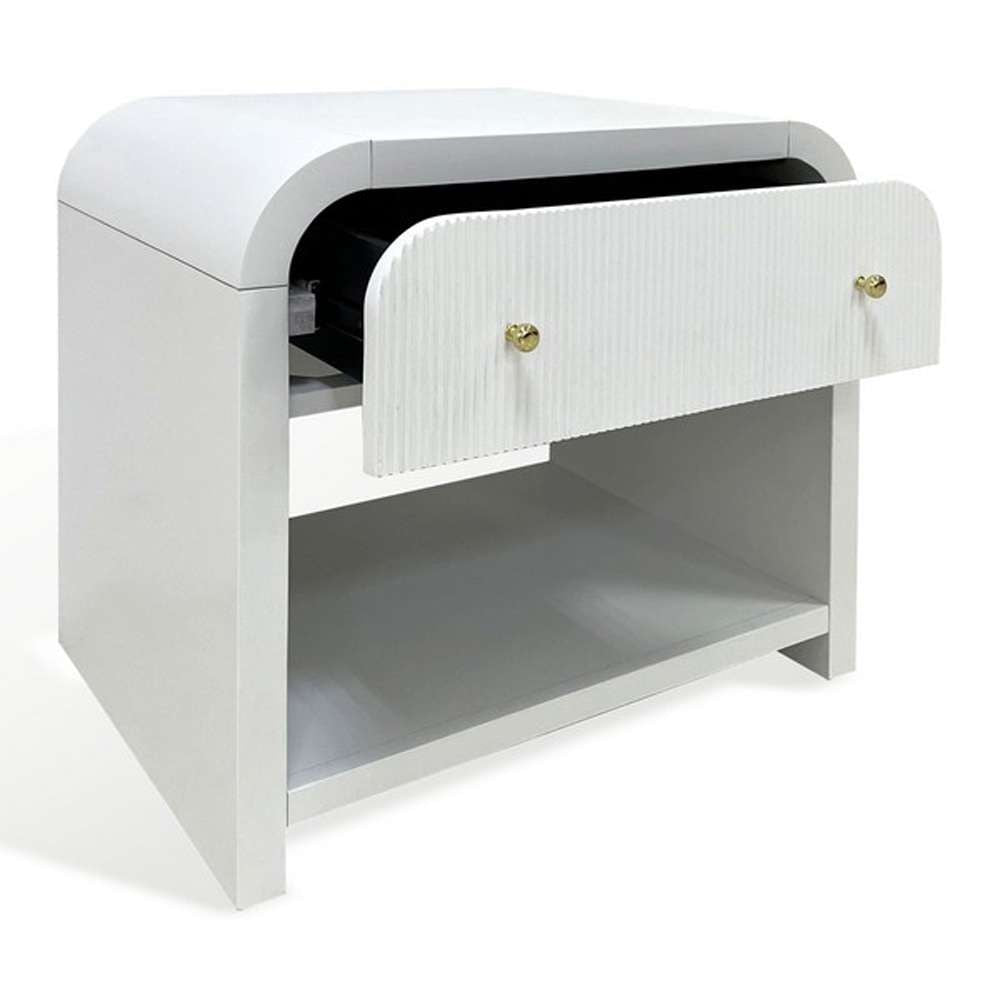 Safavieh - Couture - Liabella 1 Drw Curved Nightstand - White - Gold - SFV2145A veiw 4