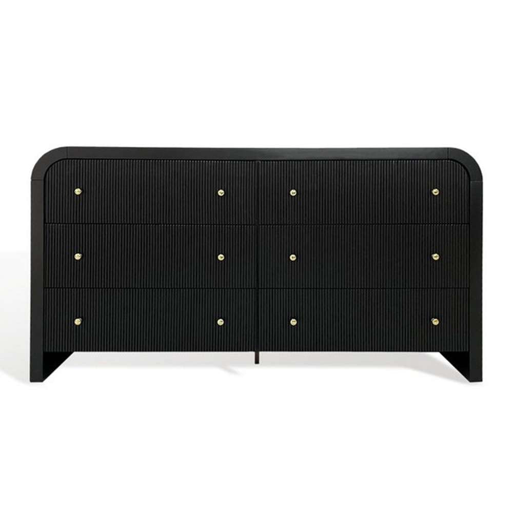 Safavieh - Couture - Liabella 6 Drw Curved Dresser - Black - Gold - SFV2144B veiw 2