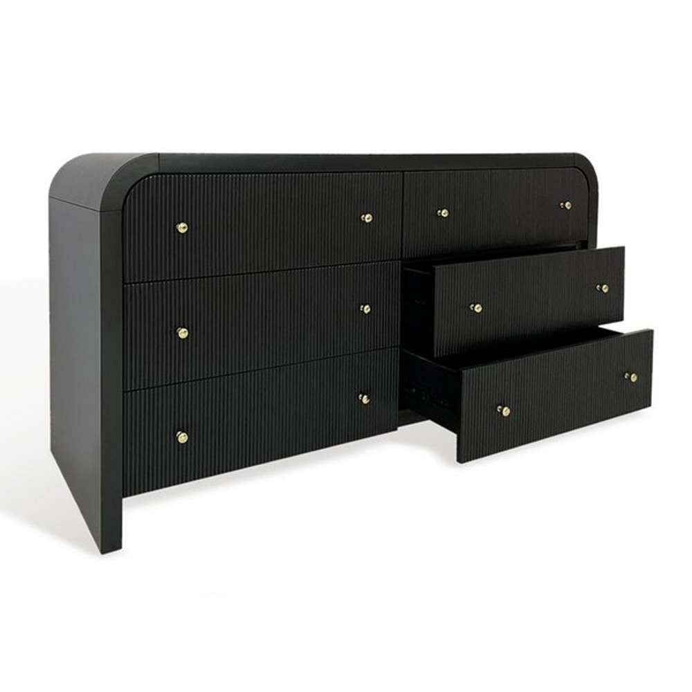 Safavieh - Couture - Liabella 6 Drw Curved Dresser - Black - Gold - SFV2144B veiw 4