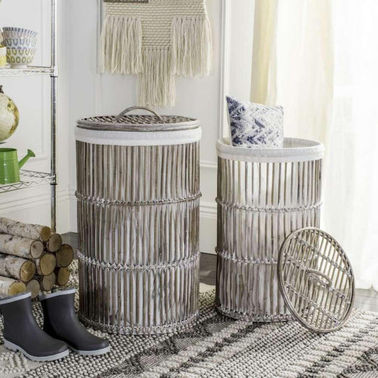 Safavieh - Libby Laundry Basket Set Of 2 - White - White Washed - HAC6502A veiw 1