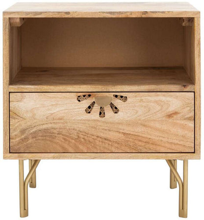 Safavieh - Lily 1 Shelf 1 Draw Nightstand - Natural - Brass - NST9006A veiw 1