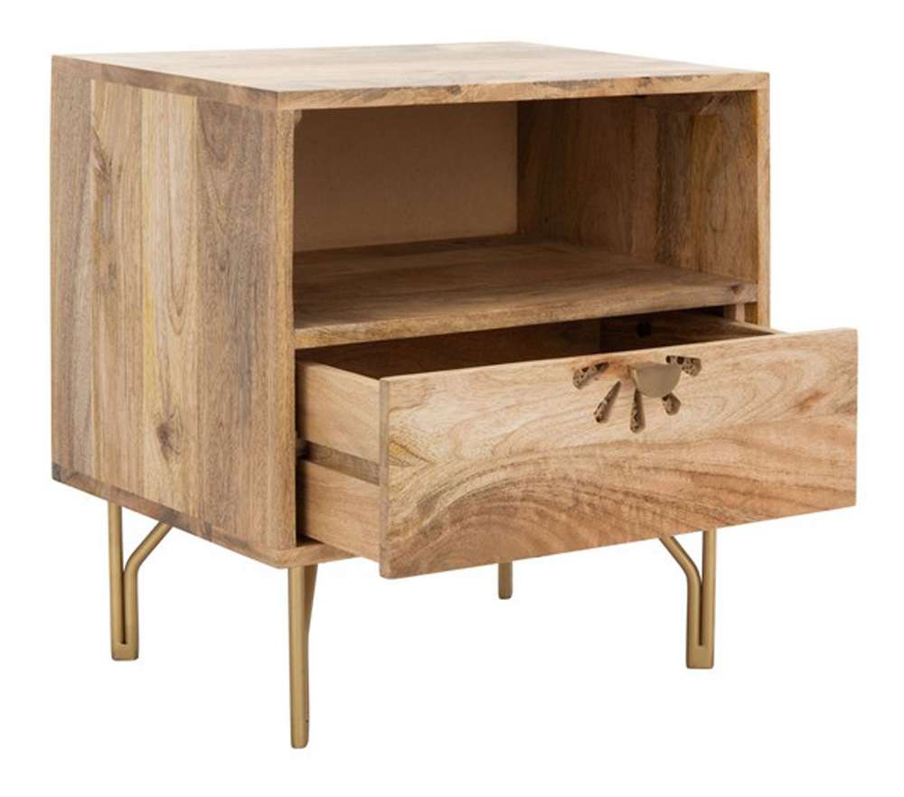 Safavieh - Lily 1 Shelf 1 Draw Nightstand - Natural - Brass - NST9006A veiw 4