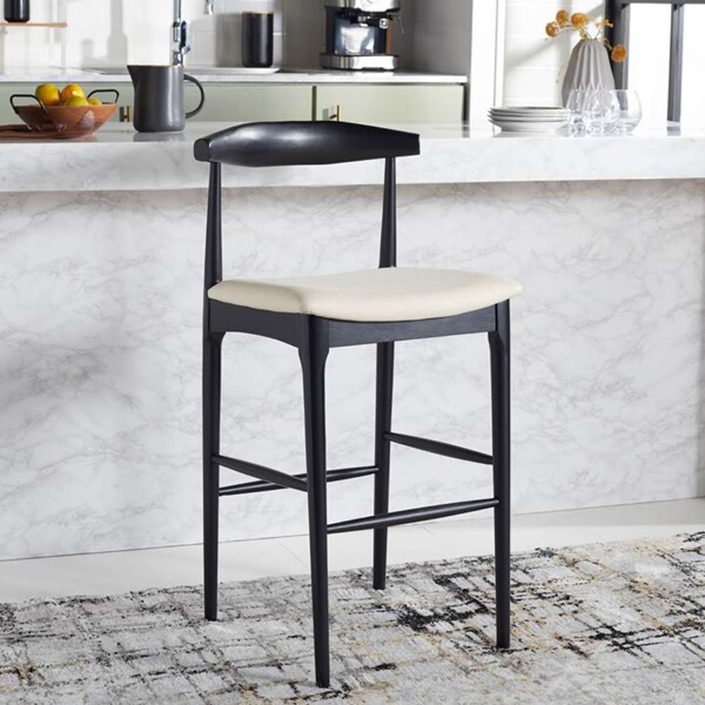 Safavieh - Lionel Retro Barstool - Black - Creme - BST1503A veiw 2
