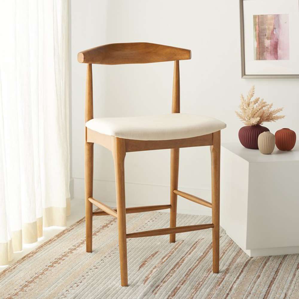 Safavieh - Lionel Retro Counter Stool - Walnut - Cream - BST1502D veiw 2