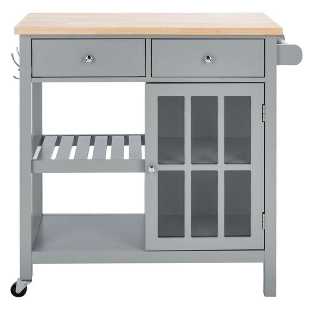 Safavieh - Locklyn 1Door 2Drw 2Shelf Cart - Grey - Natural - KCH8703A veiw 1