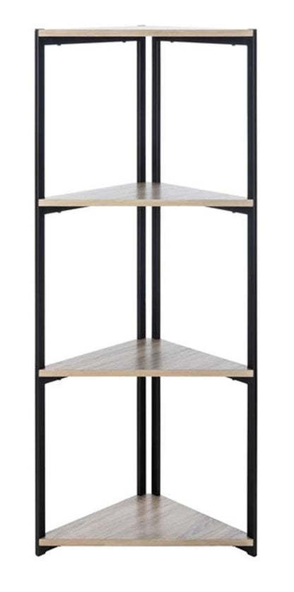 Safavieh - Logan 4 Tier Corner Bookshelf - Light Grey Oak - Black - ETG4200A veiw 1