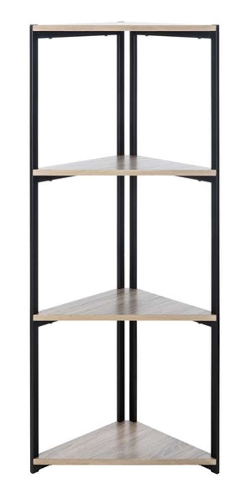 Safavieh - Logan 4 Tier Corner Bookshelf - Light Grey Oak - Black - ETG4200A veiw 1