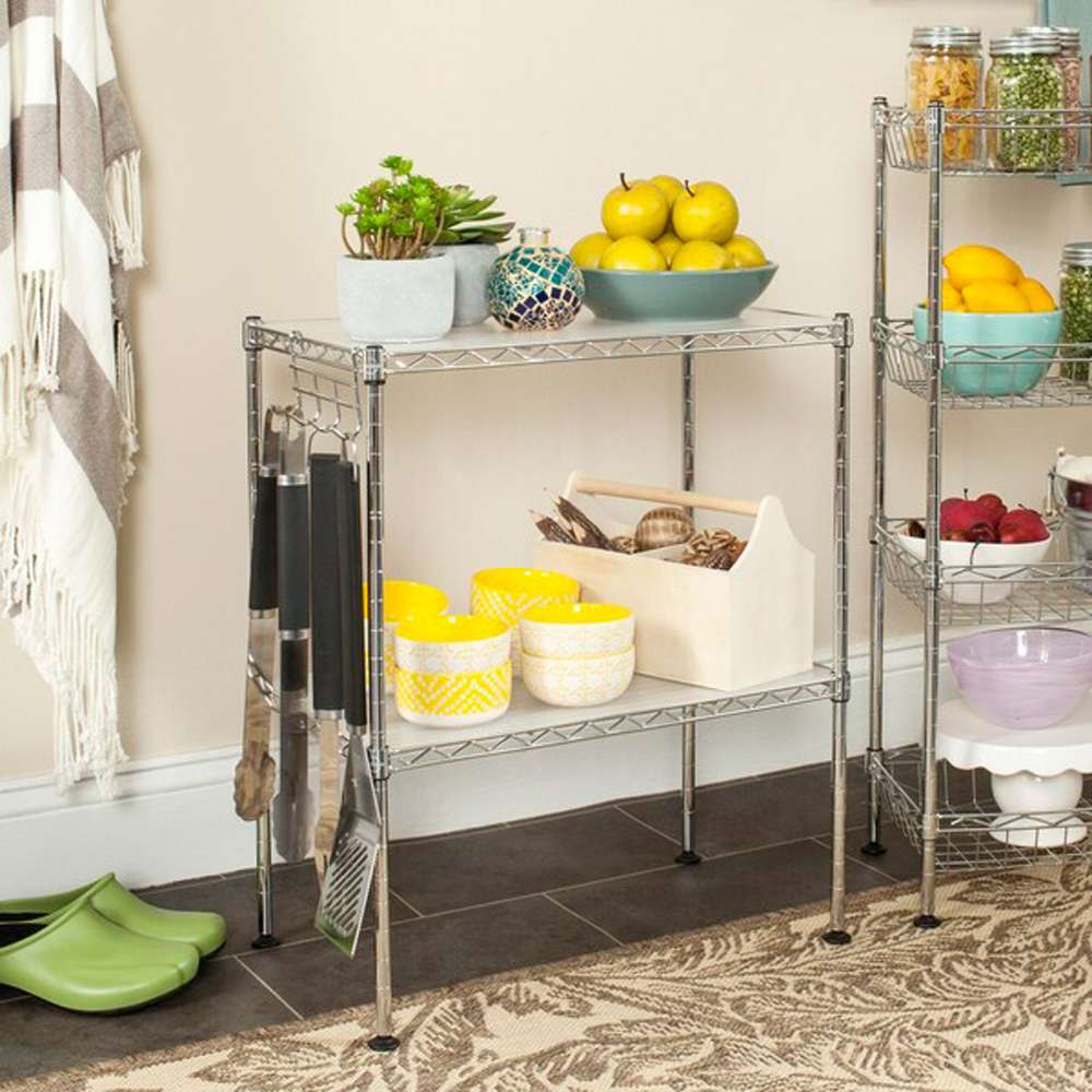 Safavieh - Lucien 2 Tier Microwave Rack - Chrome - HAC1025A veiw 2