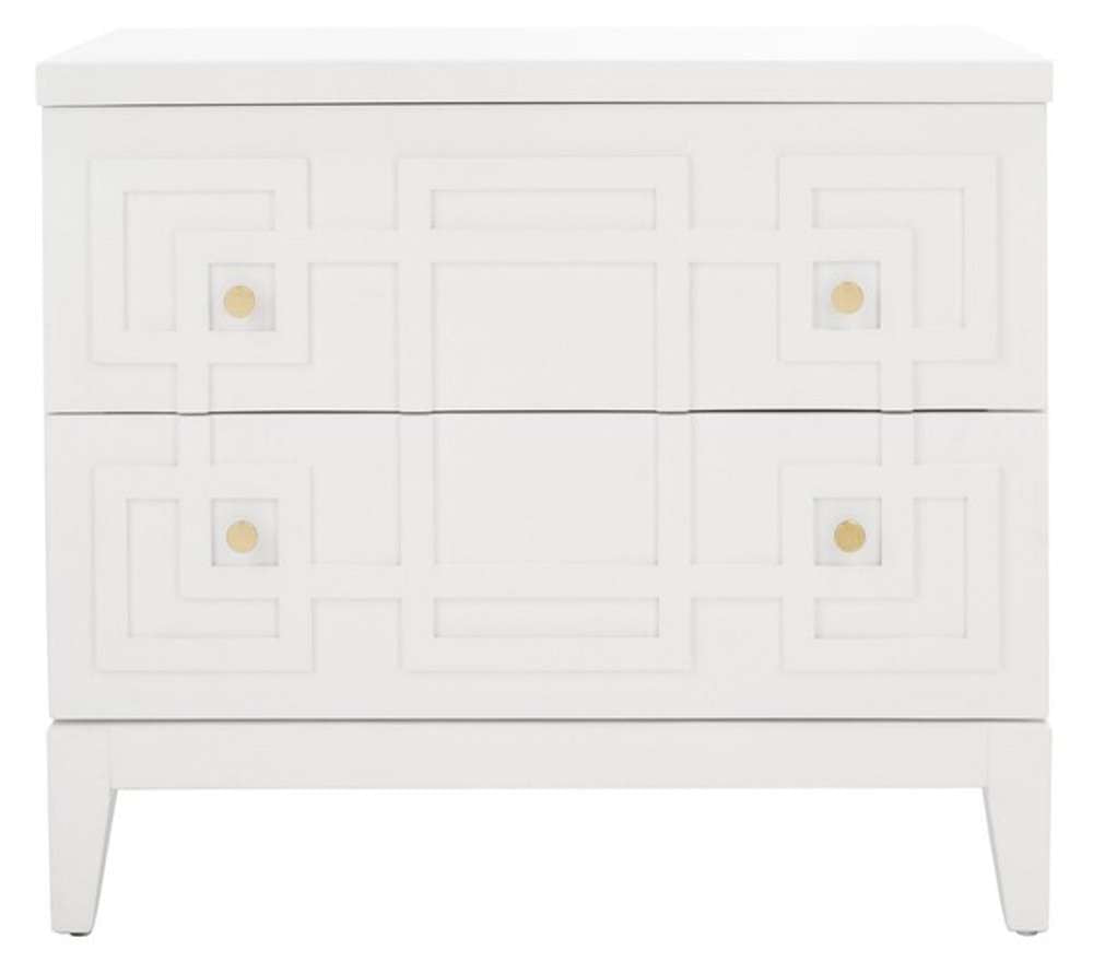 Safavieh - Luiza 2 Drawer Nightstand - White - Gold - NST6602A veiw 1
