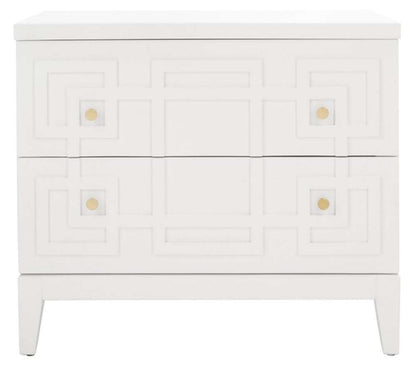 Safavieh - Luiza 2 Drawer Nightstand - White - Gold - NST6602A veiw 1